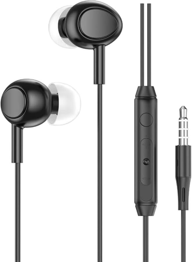 Tingwode SV-15 Metal Pure Sound Earphone With Microphone And Comfortable Wearing Design Practical For Mobile Phones 1.2 Meter - Black